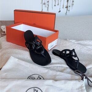 Hermes Black Sandals